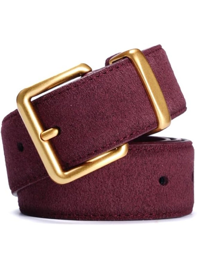 Women's Suede Leather Belt with Gold Buckle - Image 3