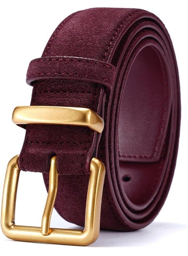 Women's Suede Leather Belt with Gold Buckle - Image 1