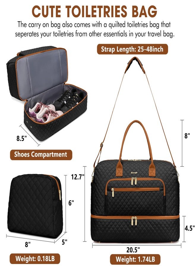 LUOCIP Travel Duffle Bag Weekender for Women - Carry-On Overnight Bag Personal Item Bag with Shoe Compartment & Wet Pocket Large Weekend Tote Bags with Toiletry Bag Hospital Bags for Labor and Delivery, - Image 2