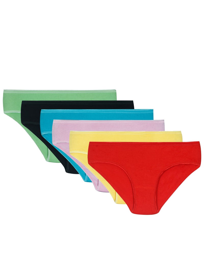 City Rose 6 -Pieces Elastic Briefs Bikini Bottom underwear Cotton Women Multicolor  - Image 1