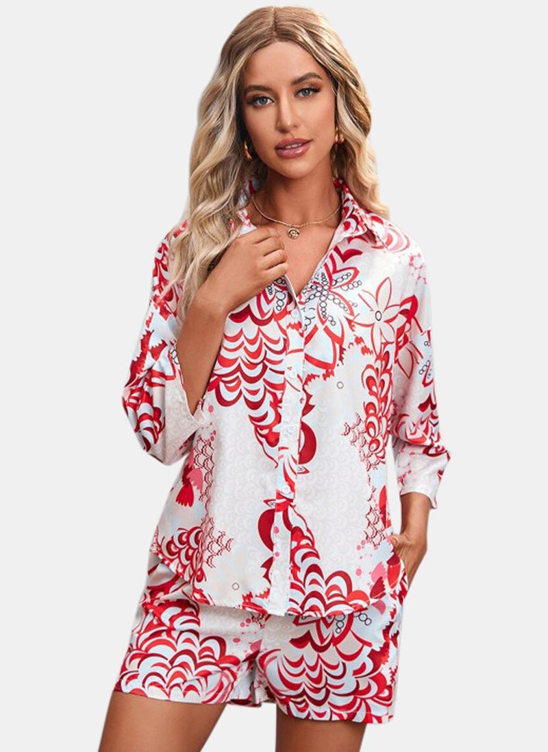 YUNIQEE White Printed Short With Shirt - Image 2