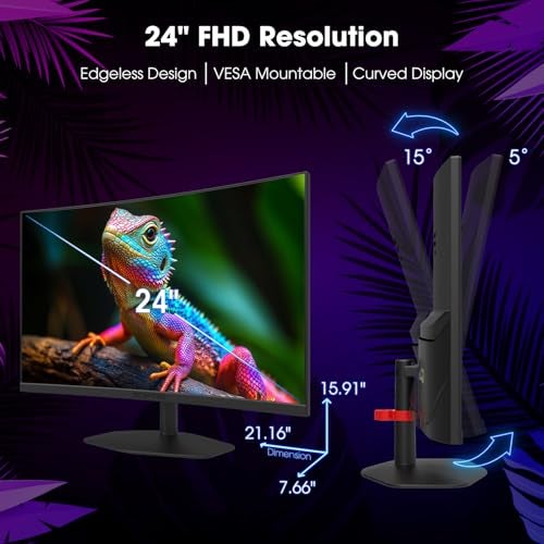 Sceptre New! Sceptre Curved 24-inch Gaming Monitor 1ms 100Hz 1500R DisplayPort HDMI X2 Eye Care 100% sRGB Build-in Speakers, Machine Black 2026 (C248W-FW100T Series) - Image 3