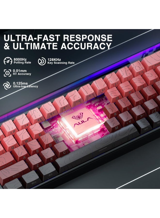 AULA Hero 68 HE 60% Gaming Keyboard Wired, Hall Effect Magnetic Sea King Switch Keyboard with 8K Hz Polling Rate, Side Printed PBT Keycaps, RGB Neon Light Box, Customizable Web Software for PC/Mac Gamers  - Image 4