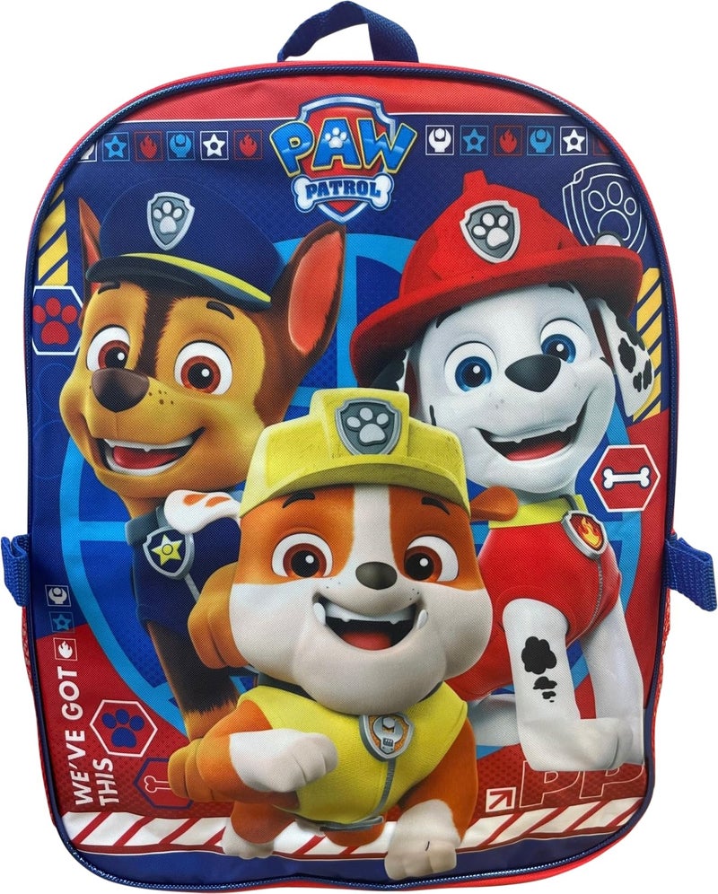 Ruz Paw Patrol Boy's 16 Inch Backpack With Removable Matching Lunch Box Set (Red-Blue) - Image 4