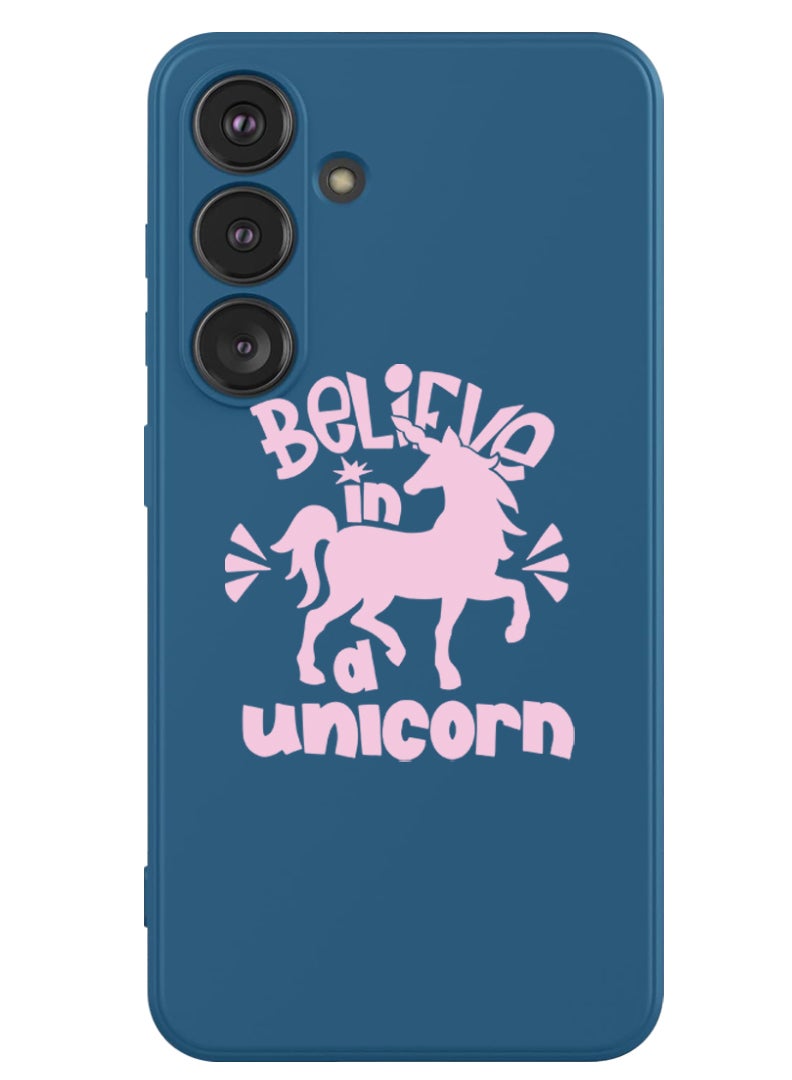 Theodor Protective Slim Fit Case Liquid Silicone Cover with Full Body Protection Anti-Scratch Shockproof Case For Samsung Galaxy S24 Plus (Blue) - Believe in unicorn - Image 1