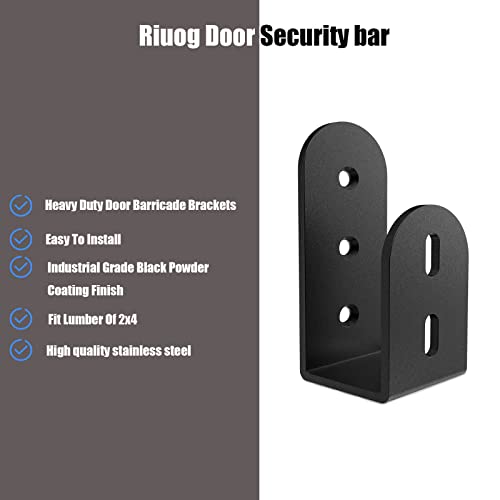 Riuog Door Security bar , Heavy Duty Door Barricade Brackets for 2 x 4 Lumber,Open Bar Holder Steel U Bracket fit for Indoor,Outdoor Door Security(2 Pack) - Image 4