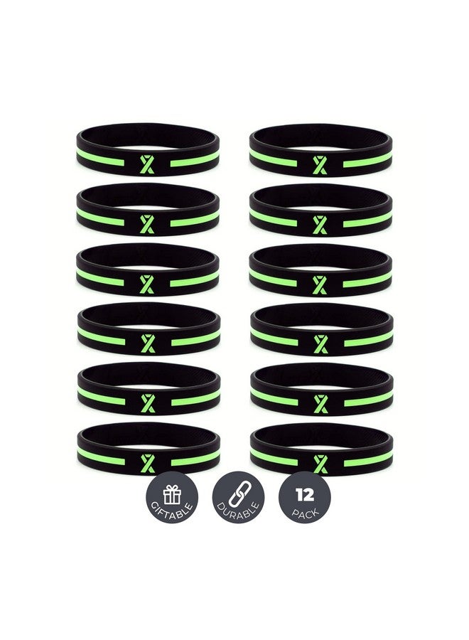 Inkstone Green Awareness Ribbon Silicone Bracelets (12Pack) Wholesale Pack Of 1 Dozen Unisex Wristbands… - Image 1