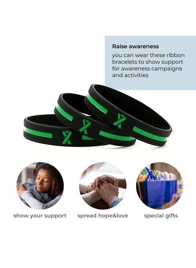 Inkstone Green Awareness Ribbon Silicone Bracelets (12Pack) Wholesale Pack Of 1 Dozen Unisex Wristbands… - Image 4