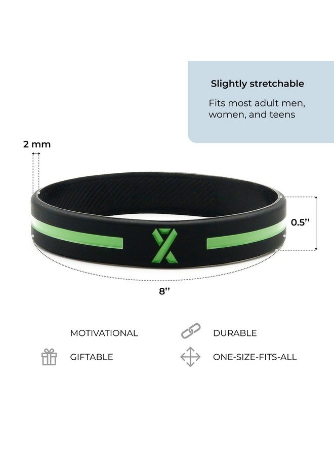 Inkstone Green Awareness Ribbon Silicone Bracelets (12Pack) Wholesale Pack Of 1 Dozen Unisex Wristbands… - Image 3