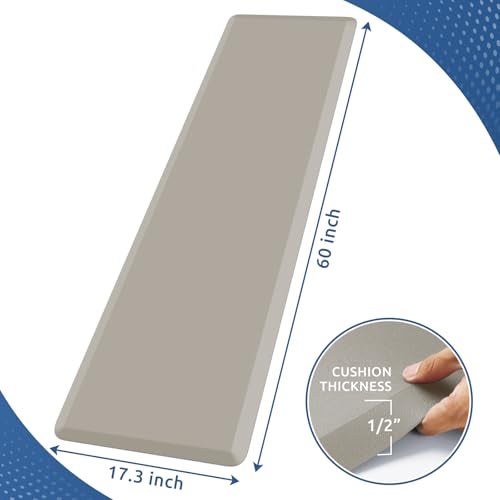KitchenClouds Kitchen Mat Cushioned Anti Fatigue Kitchen Rug 17.3"x60" Water Resistant Non Slip Kitchen Rugs and Mats Standing Desk Mat Comfort Floor Mats for Kitchen House Sink Office (Khaki) - Image 2