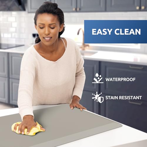 KitchenClouds Kitchen Mat Cushioned Anti Fatigue Kitchen Rug 17.3"x60" Water Resistant Non Slip Kitchen Rugs and Mats Standing Desk Mat Comfort Floor Mats for Kitchen House Sink Office (Khaki) - Image 3