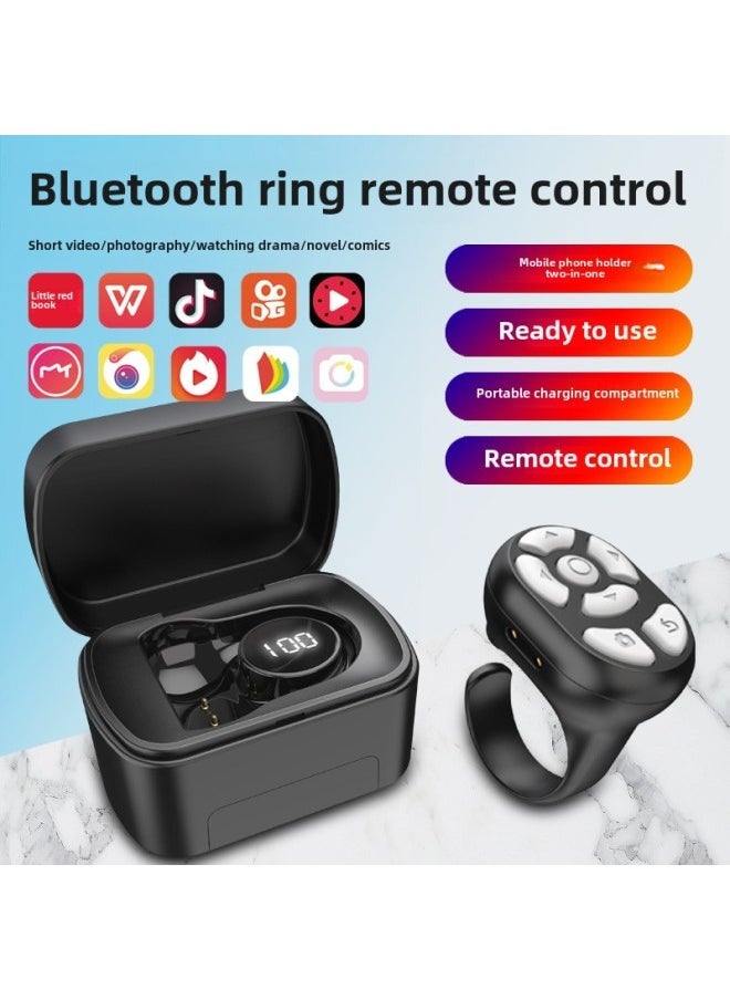 2023 Charging Bin Ring Shake Voice Remote Controller Short Video Mobile Phone Page Flip Praise Fast Hand Photo Shake Voice-Color:[classic Five-button Ring] White  - Image 2