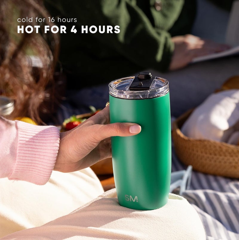 Simple Modern Travel Coffee Mug Tumbler with Flip Lid | Reusable Insulated Stainless Steel Cold Brew Iced Coffee Cup Thermos | Gifts for Women Men Him Her | Voyager Collection | 12oz | Almond Birch - Image 4