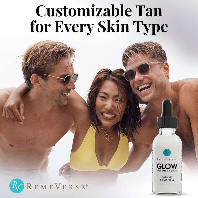 RemeVerse Glow Self-Tanning Drops - Sunless Tanner for a Sun-Kissed Glow - Achieve Natural-Looking Even Skin Tone, Control Results with Moisturizer for Face & Body - Ideal for All Skin Types - 1 oz - Image 4