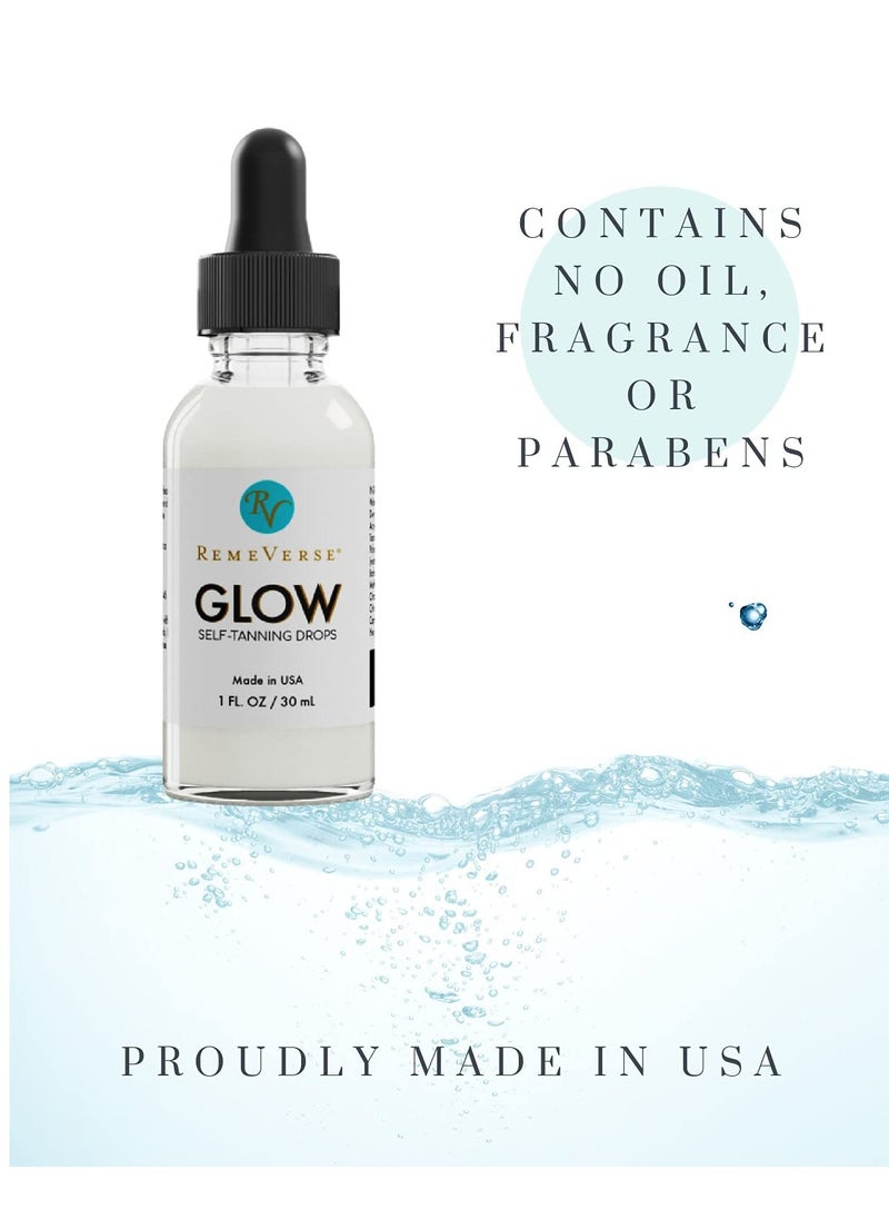 RemeVerse - Glow Self-Tanning Drops with Aloe: Sunless Tanner for a Sun-Kissed Glow. Control Your Results by Adding Drops to Your Own Moisturizer, for Face & Body - Buildable Color 1FL Oz - Image 1