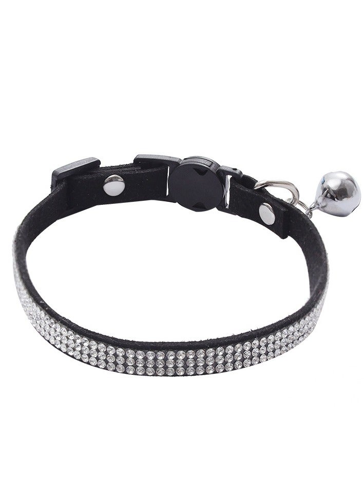 قابل للتعديل القط الياقات الكلب الياقات الخانقة ، مع حجر الراين لينة القطيفة القط أو الكلب الأسود قلادة - Image 1