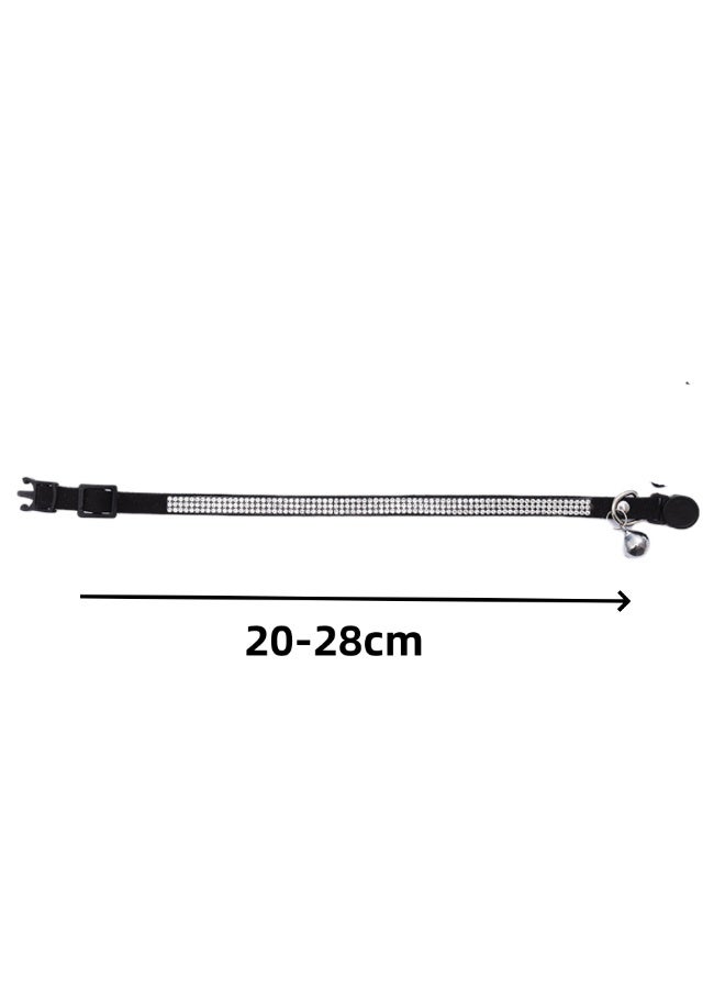 قابل للتعديل القط الياقات الكلب الياقات الخانقة ، مع حجر الراين لينة القطيفة القط أو الكلب الأسود قلادة - Image 2