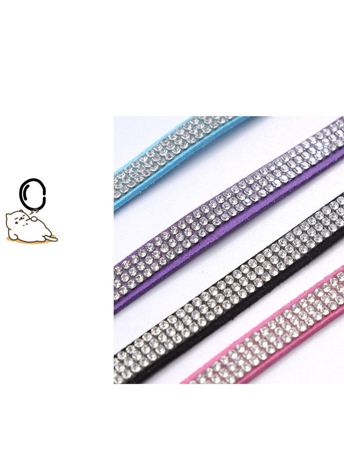 قابل للتعديل القط الياقات الكلب الياقات الخانقة ، مع حجر الراين لينة القطيفة القط أو الكلب الأسود قلادة - Image 3