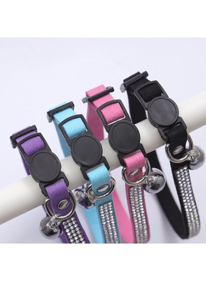 قابل للتعديل القط الياقات الكلب الياقات الخانقة ، مع حجر الراين لينة القطيفة القط أو الكلب الأسود قلادة - Image 4