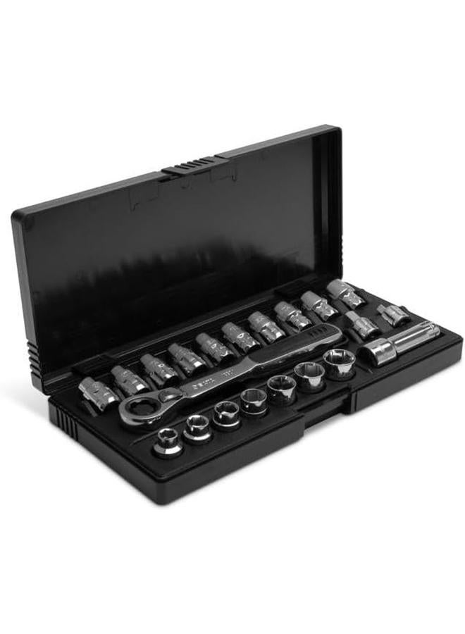 Sata 21 Piece Pass Thru Socket Set 3 8 Inch Drive Metric Sae Sizes With A Professional Pass Thru Design And A Black Storage Case St09134Sj - Image 2