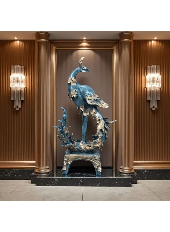 erorex Large European-Style Blue & Golden Phoenix Statue – Luxurious Resin Sculpture for Home, Office, or Wedding Décor, Elegant Tabletop Display with Intricate Feather Detailing, Perfect for Living Room, Cabinet, or Foyer - Image 5