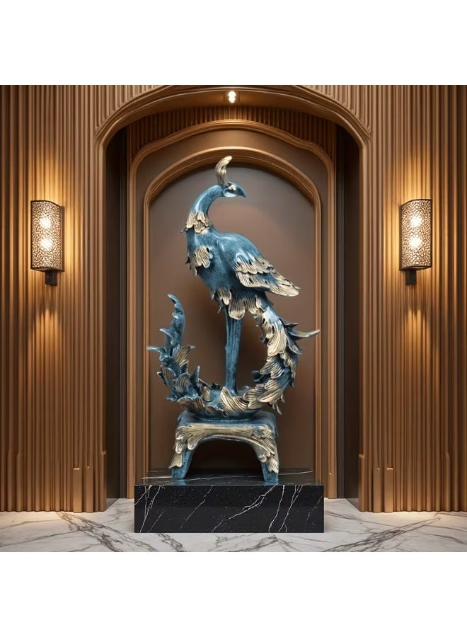 erorex Large European-Style Blue & Golden Phoenix Statue – Luxurious Resin Sculpture for Home, Office, or Wedding Décor, Elegant Tabletop Display with Intricate Feather Detailing, Perfect for Living Room, Cabinet, or Foyer - Image 3