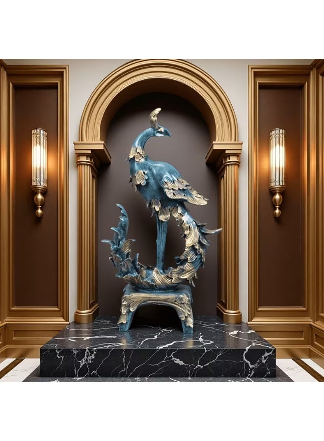 erorex Large European-Style Blue & Golden Phoenix Statue – Luxurious Resin Sculpture for Home, Office, or Wedding Décor, Elegant Tabletop Display with Intricate Feather Detailing, Perfect for Living Room, Cabinet, or Foyer - Image 2