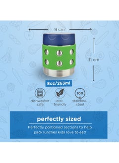 LunchBots LunchBots Thermal 8 oz Triple Insulated Thermos - Hot 6 Hours or Cold 12 Hours - Leak Proof Thermos Soup Jar - All Stainless Interior - Navy Lid - Purple Dots  - Image 3