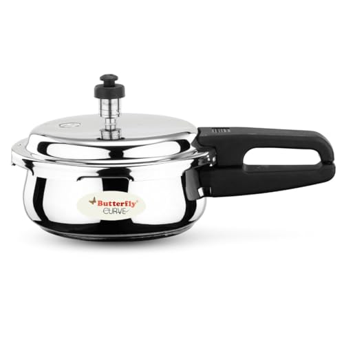 Butterfly Curve 2 Litres Pressure Cooker | Outer Lid | Stainless Steel | Induction & Gas Stove Compatible | ISI Certified | 5 Years Manufacturer's Warranty | Silver - Image 1