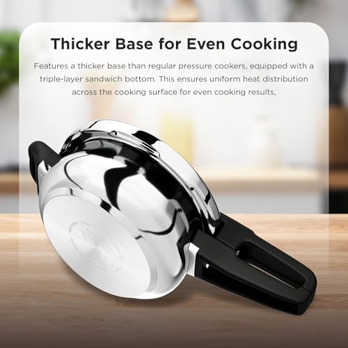 Butterfly Curve 2 Litres Pressure Cooker | Outer Lid | Stainless Steel | Induction & Gas Stove Compatible | ISI Certified | 5 Years Manufacturer's Warranty | Silver - Image 3