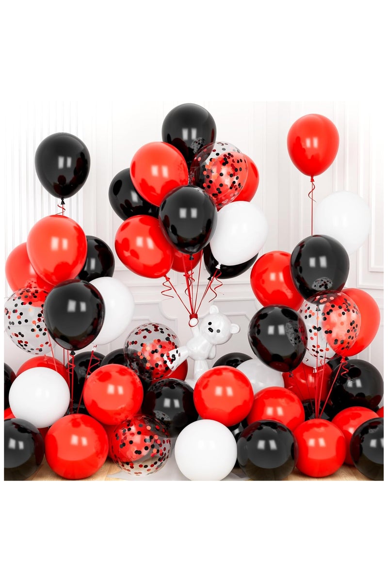 Boxwoods 70 PCS Of White Black Red Latex Balloons With Confetti For Birthday Anniversary Engagement Party Decoration - Image 1