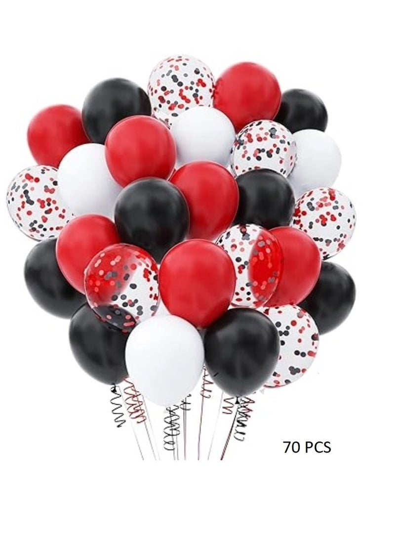 Boxwoods 70 PCS Of White Black Red Latex Balloons With Confetti For Birthday Anniversary Engagement Party Decoration - Image 2