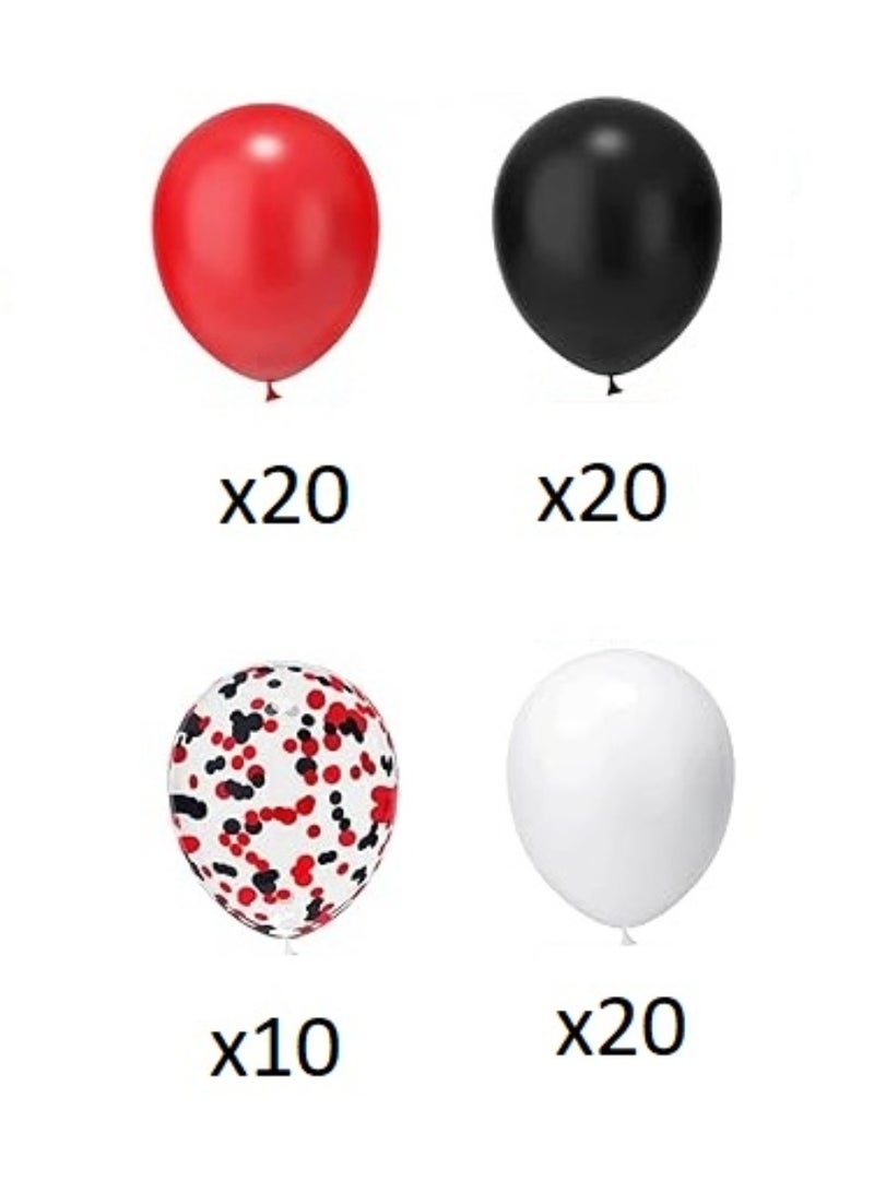 Boxwoods 70 PCS Of White Black Red Latex Balloons With Confetti For Birthday Anniversary Engagement Party Decoration - Image 3