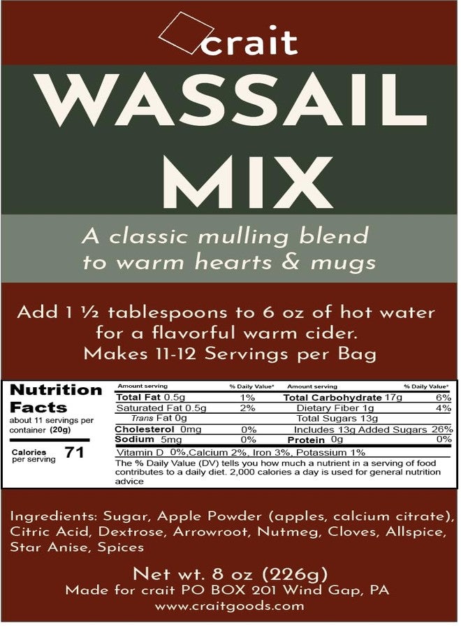 crait Classic Wassail Drink Mix, Christmas Wassail Spiced Cider Mix, Winter Apple Cider Mulling Blend Drink, Instant Mulling Spice 8 Ounce - Image 4