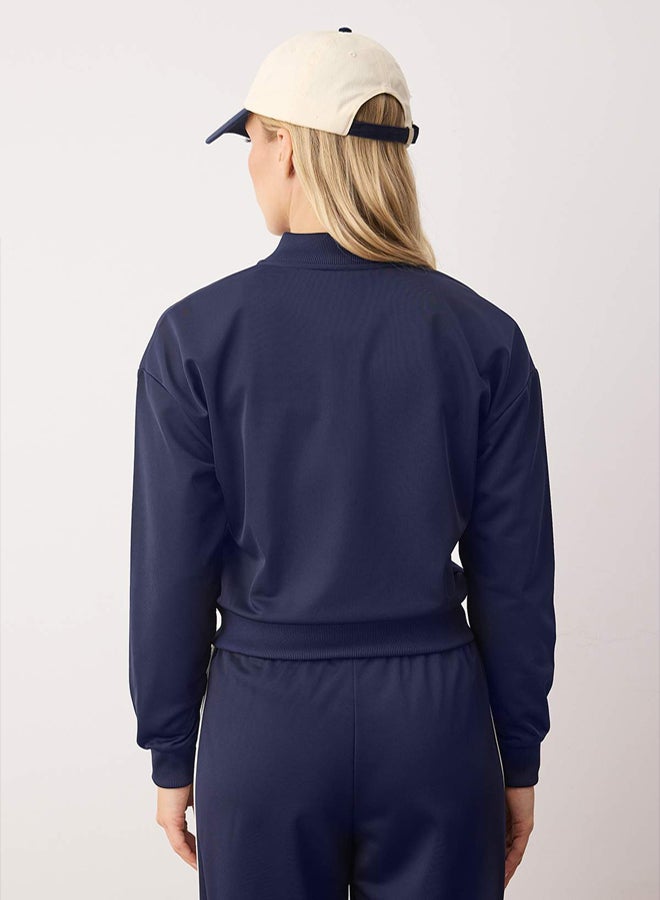 trendyol Navy Blue Diver/Scuba Knitted Sports Jacket - Image 4