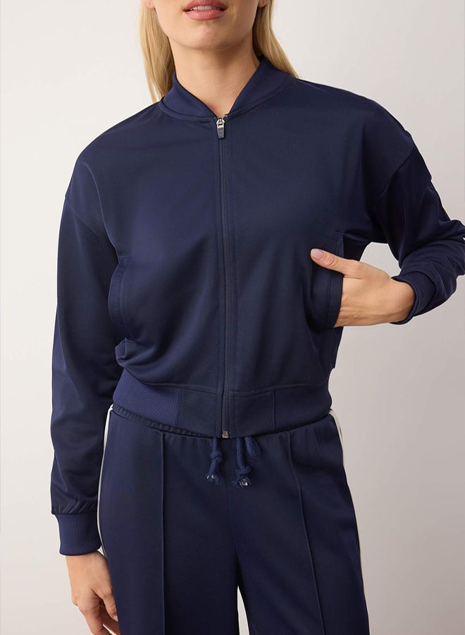 trendyol Navy Blue Diver/Scuba Knitted Sports Jacket - Image 3