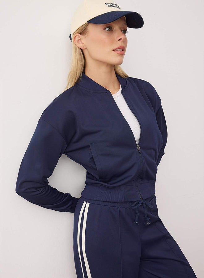 trendyol Navy Blue Diver/Scuba Knitted Sports Jacket - Image 2