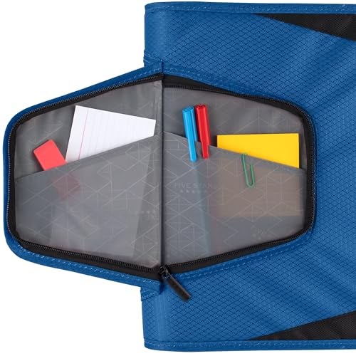 Five Star Zipper Binder, 1-1/2 Inch 3-Ring Binder with Round Rings, 3-Pocket Expanding File, 500 Sheet Capacity, Blue (72202) - Image 2