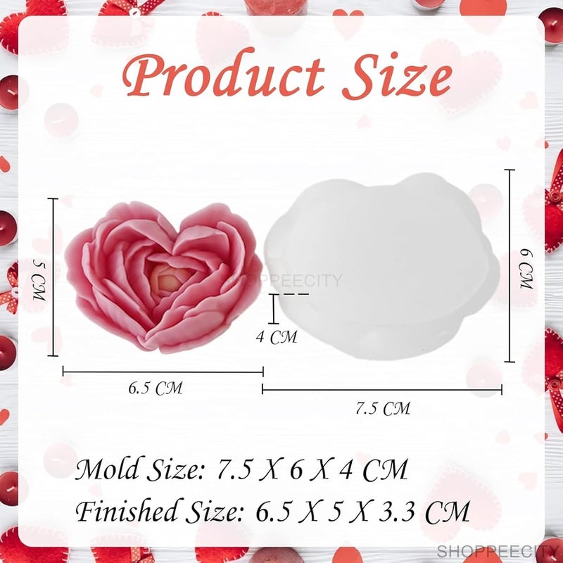 Shoppeecity Flower Candle Mold I 3D Fondant Heart Rose Flower Petal Leaves Shape Silicone Scented Wax Mould I for DIY Handmade Chocolate Ornament Cake Dcor Aromatherapy Soap Resin Art Craft Home Party Decoration Small - Image 3