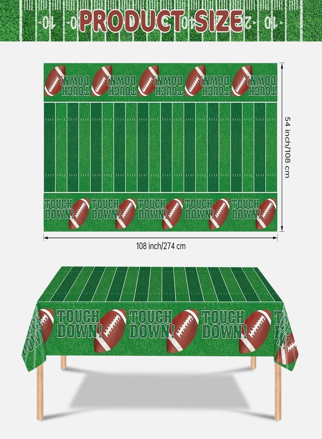 Litmitfu 3 Pcs Football Tablecloth Plastic - Touch Dwon Football Table Cloth, Disposable Rectangle Rugby Sports Table Cover for Football Decorations Party Supplies Game Day Table Decor Favors, 108x54Inch - Image 3