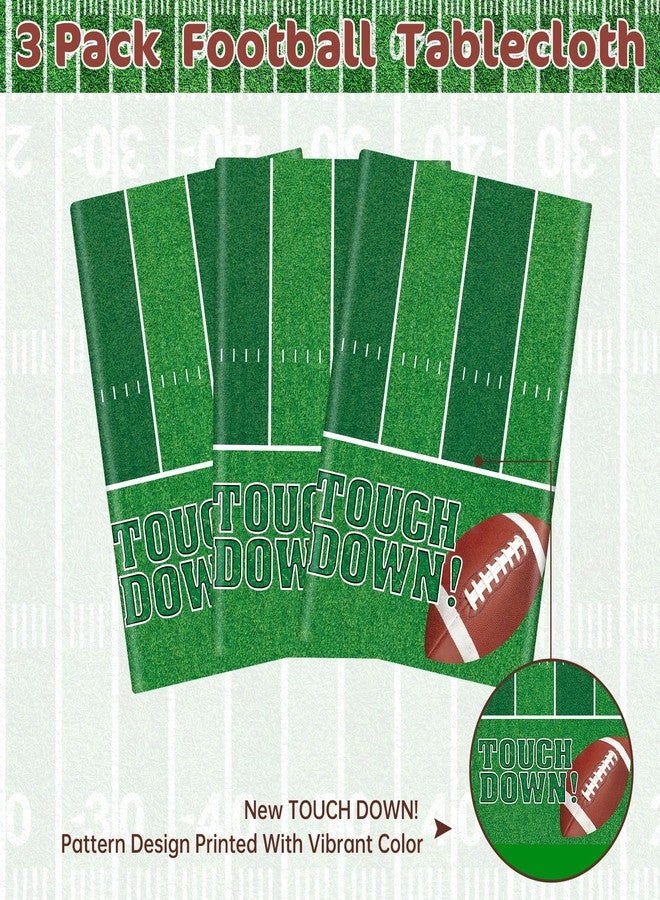 Litmitfu 3 Pcs Football Tablecloth Plastic - Touch Dwon Football Table Cloth, Disposable Rectangle Rugby Sports Table Cover for Football Decorations Party Supplies Game Day Table Decor Favors, 108x54Inch - Image 4