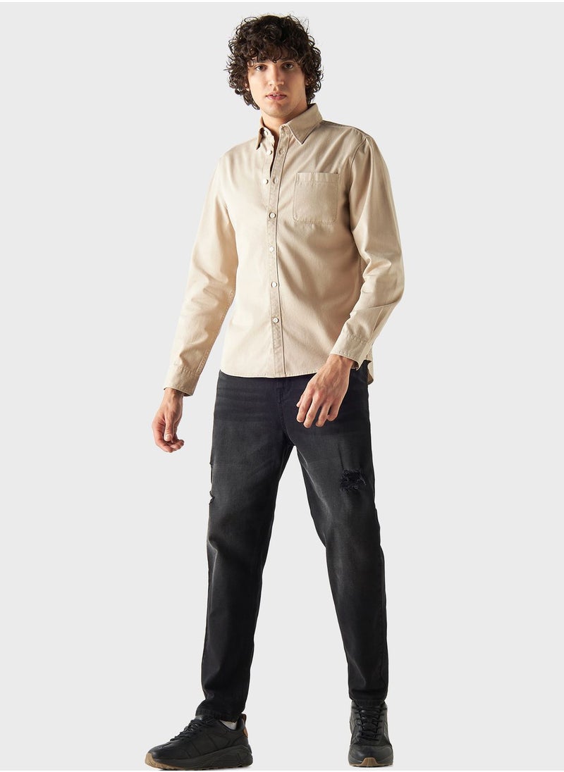 Lee Cooper - Regular Fit Solid Shirt With Long Sleeves - Image 1