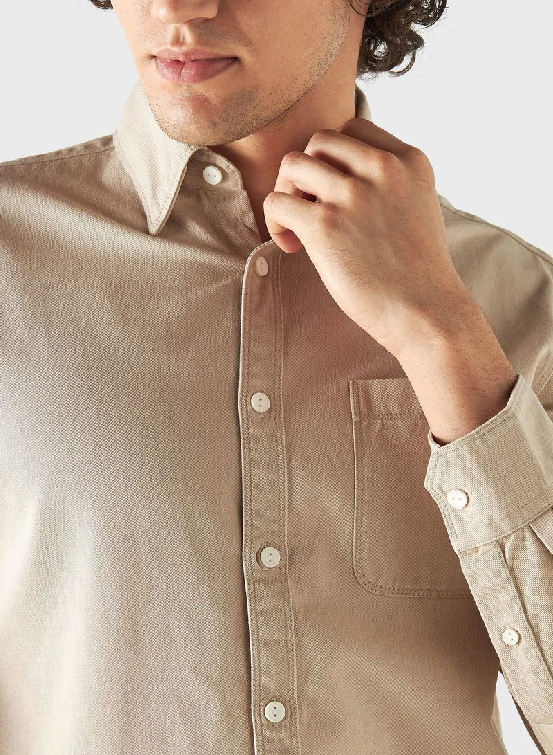 لي كوبر Regular Fit Solid Shirt With Long Sleeves