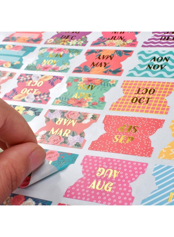 Cualfec 60 Monthly Tab Stickers Cute Design Monthly Planner Index Tabs Gold Foil Letters Easy Fold Durable Sticker with Matte Lamination - Image 3
