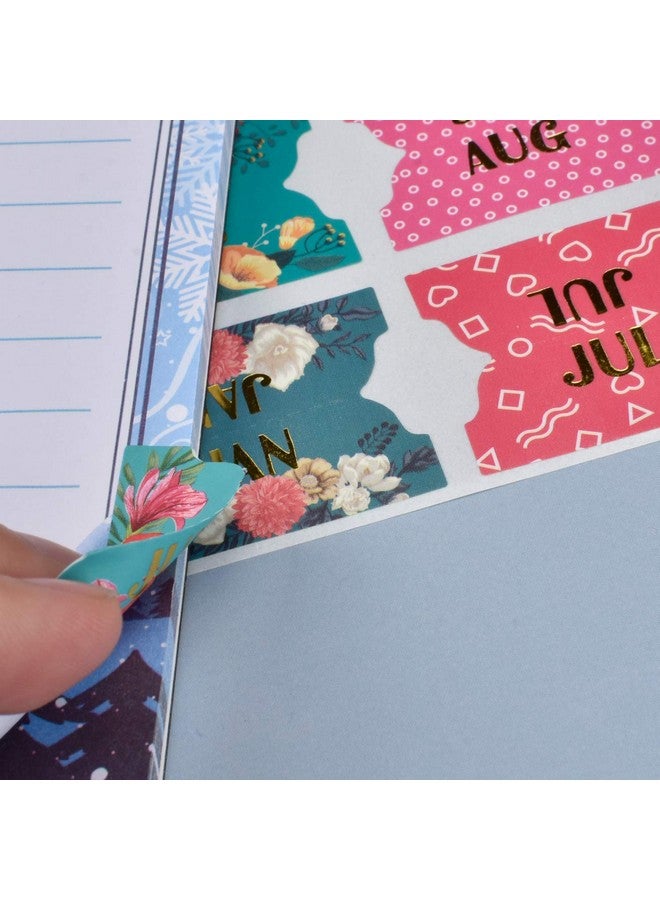 Cualfec 60 Monthly Tab Stickers Cute Design Monthly Planner Index Tabs Gold Foil Letters Easy Fold Durable Sticker with Matte Lamination - Image 4