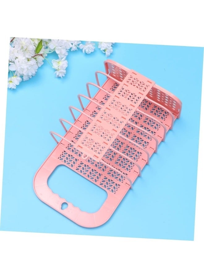 Foldable Hanging Laundry Basket with Plastic Handle Storage Basket for Home Clothes Organizer -Pink - Image 2