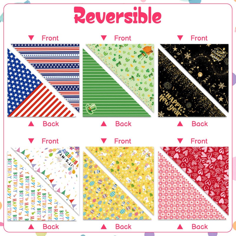 Guiqulai 6 Packs Holiday Dog Bandanas, Valentine's St. Patrick's Easter Independence Day Pet Bandanas New Year Birthday Scarf Adjustable Daily Reversible Festival Triangle Scarves for Dogs Costume - Image 2