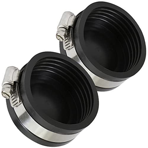 SUPPLYGIANT Supply Giant 3942x2 Flexible Pvc PipeCap with Stainless Steel Clamps 2 inch Black (pack of 2) - Image 1
