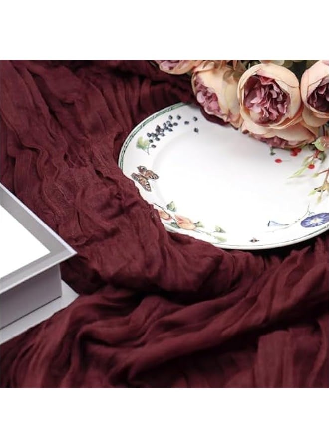 Beauenty Cheesecloth Table Runner 13ft Boho Gauze Cheese Cloth Table Runner for Party Long Rustic Sheer Table Runners for Baby Bridal Shower Holiday Wedding Decro Birthday Party Table Decor 35x157inch - Image 3