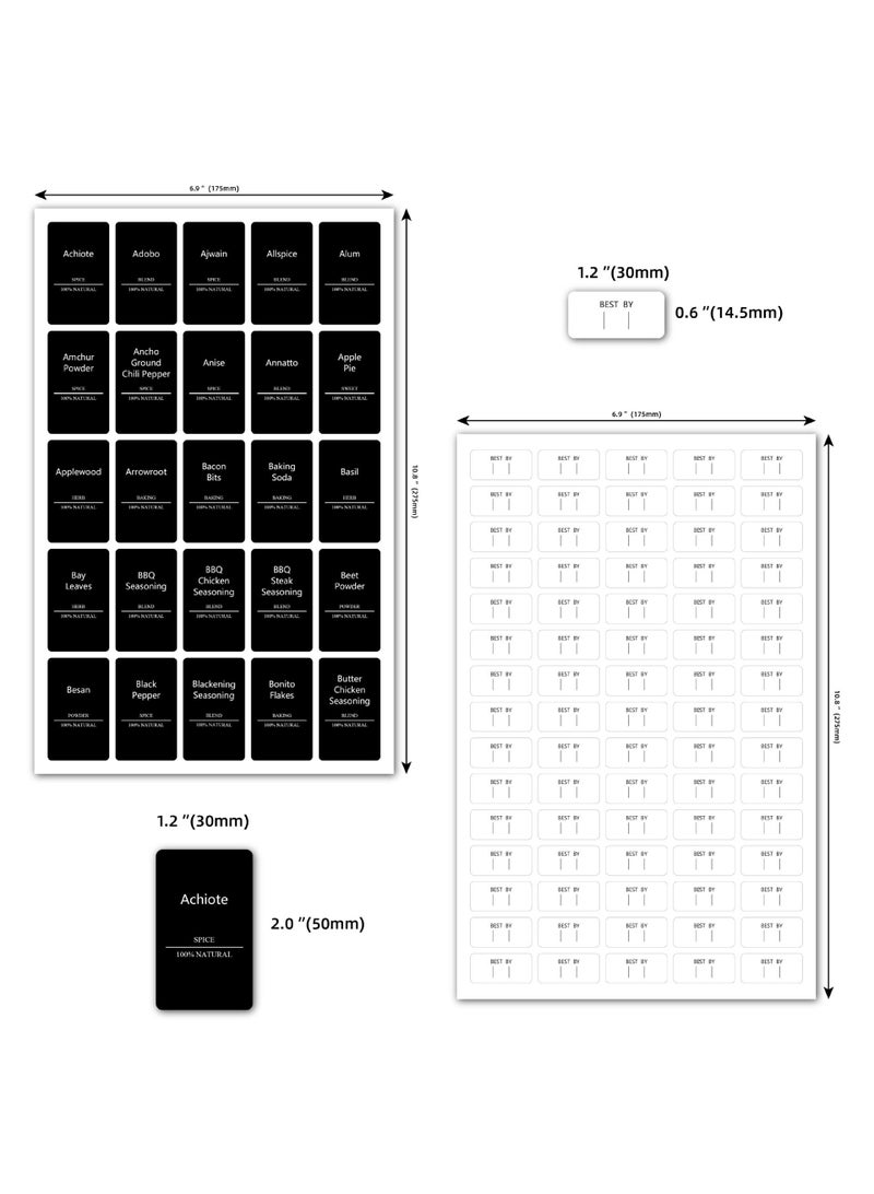 Y&D 275 قطعة من ملصقات التوابل السوداء وملصقات برطمانات التوابل المقاومة للماء والزيت وقابلة للغسل وملصقات برطمانات التوابل للمطبخ - Image 3